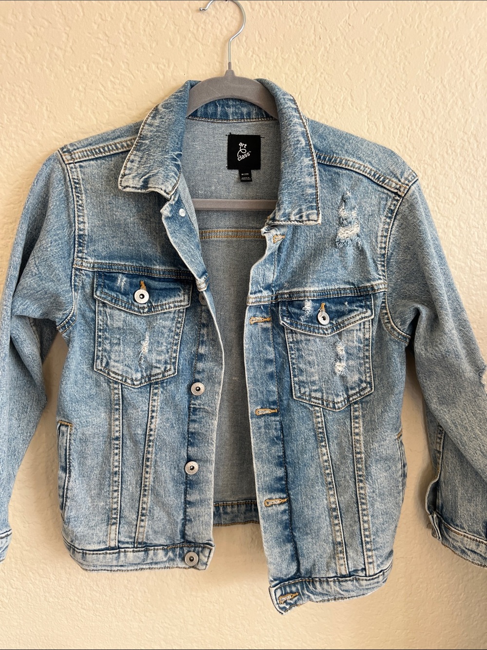 Kids Light Blue Distressed Denim Jacket